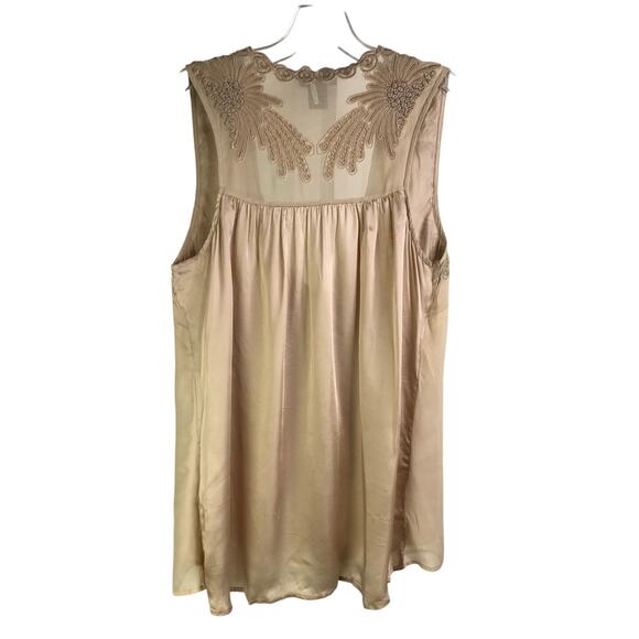 AS by DF Top Womens Size XS Tan Deep V-Neck Sleeveless Embroidered - Picture 3 of 6